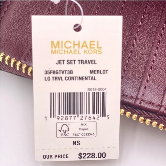 Michael Kors Large Continental Wallet Wristlet Brown Merlot - Picture 6 of 8